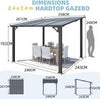 Aluminium Lean-To Gazebo, Wall-Mounted Hardtop Roof Pergola for Garden & Patio