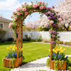 Wooden Garden Arch Pergola with 2 Planters Trellis Arbor for Roses & Vines