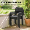 Garden Table and Chairs Set 6, Outdoor Dining Set with Umbrella Hole, Black