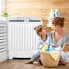 Compact Mini Laundry Washer Twin Tub Washing Machine-White+Grey