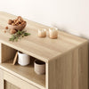 Natural Rattan Sideboard with Shelves Woven Doors Multipurpose Storage Cabinet