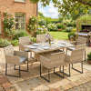 7 Piece Rattan Garden Furniture Set, Garden Dining Set with Wood-Plastic Table