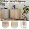 Rattan Storage Cabinet,Freestanding Cupboard w/ 2 Adjustable Shelves,for Bedroom