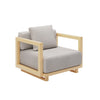6 Seater Beige Aluminium Wood Effect Garden Sofa with Matching Coffee Tab FTR253