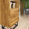 175cm Display Cabinet Oak | 2 Doors & Shelves | Metal Frame Tall Storage Unit