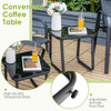 3PCS Patio Bistro Set Coffee Table and 2 Chair Conversation Furniture Black