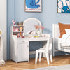 Kids Vanity Table & Chair Set Children Pretend Play Makeup Dressing Desk