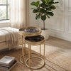 2-Piece Nesting Table Set - Modern Gold Frame with Decorative Marble Top