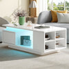 High Gloss Coffee Table with LED Lights 1-Darwer Light Up Open Storage End Table