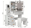 Dressing Table With Drawers Mirror Stool Set Makeup Desk Vanity Table Bedroom