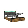 Wooden Ottoman Bed Frame 4ft6 Double Bed with Under Bed Storage and LED Lighting