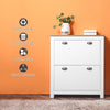 2 Drawer Shoe Cabinet Narrow Shoe Cupboard with Flip Doors, White