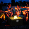 13 KW Rattan Gas Fire Pit Table, Garden Propane Fire Pit Coffee Table, Grey