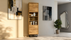 175cm Display Cabinet Oak | 2 Doors & Shelves | Metal Frame Tall Storage Unit
