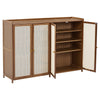 Shoe Cabinet Storage Organizer 4 Rattan Door Cupboard Footwear Stand Wooden Unit