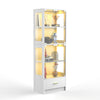 Display Cabinets with Glass Doors & RGB Lights,4 Tier Curio & Bookcase Storage