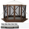 10X10 Ft Pop Up Gazebo Tent Pop-Up Screen Tent 6 Sided Canopy Sun Shelter