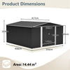 12x14FT Galvanized Metal Garden Shed Lockable Door Tool Storage shed, Anthracite
