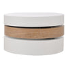 Round Rotating Coffee Table w/ 360° Swivel Layer & Storage, White + Wood Grain