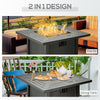 Square Propane Fire Pit Table 40000 BTU Gas Firepit w/ Rain Cover & Lava Rocks