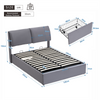 Ottoman Bed 4ft6 Double Upholstered Storage Bed Frame with Headboard & 3 Drawers