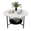Glossy Round Coffee Table Accent Center Table Sintered Stone Sofa Side Desk