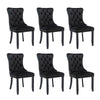 Set of 6 Velvet Dining Chairs with High Back Wooden Legs for Dining Room Kitchen