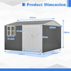 Garden Shed 10x10FT Steel Apex Tool Equipment Organize W/Window Door Grey