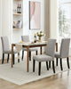 Set of 2 Modern Fabric Upholstered Dining Chairs, Curved Backrest+Solid Wood Leg