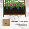 Wooden Raised Bed with Trellis Set of 2 Planter Box Lattice for Climbing Plants