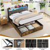 Wooden Ottoman Bed Frame 4ft6 Double Bed with Under Bed Storage and LED Lighting