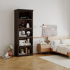5 Tier Farmhouse Bookcase,Wooden Open Bookshelf Display Storage,Gray/Brown/White