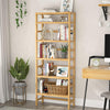 6Tier Bamboo Shelf Open Wood Bookshelf Adjustable Display Storage Rack Organizer