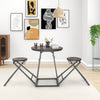 3-Piece Round Table and Stool Set Modern Dining Bar Table with 2 Foldable Stools