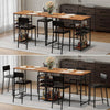 3 PCS Dining Table Set 2 Upholstered Chairs with Storage Shelves for Space