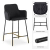 4Pcs Velvet Bar Stools Kitchen Breakfast Stool Seat Height 65cm Black