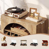 Modern Record Player Stand with Storage, 2-Tier Vinyl CD Media Storage Cabinet