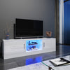 150cm White High Gloss TV Stand Cabinet TV Unit with LED Lights Storage Doors
