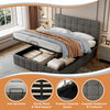 UPHOLSTERED OTTOMAN BED 4FT6 DOUBLE BED FRAME WITH STORAGE, VELVET FABRIC GREY
