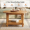 80cm Round Coffee Table 2-Tier Modern Wooden Accent Center Table for Living Room