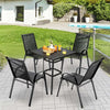 Stackable Garden Chairs Set of 4 Outdoor Patio Furniture Weather-Resistant Black