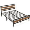 King Bed Frame Industrial Platform Bed Metal Wood Bed Frame with storage