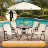 4 Seater Garden Dining Set with Parasol – Cream Folding Patio Table & Chairs Out
