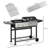 2-in-1 Gas BBQ and Plancha Grill with Side Burner, 12 kW Propane Gas Barbecue