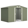 Outsunny 9 x 6FT Galvanised Garden Storage Shed with Sliding Door, Light Green