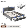 LED Ottoman Storage 4ft6 Double Upholstered Bed Frame with Headboard & 2 Drawers