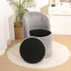 Ottoman Storage Stool Ribbed Round Pouffe Seat 3-in-1 Compact Chair Footstool