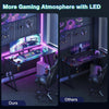 ODK Desk with LED Lights & Power Outlet Gaming Table with Cup Holder 80cm