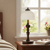 Vintage Table Lamp with Rose Carved Ceramic Shade Classic Desk Light for Bedroom