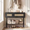 Freestanding Sofa Table with Flip Doors & Open Storage Shelf